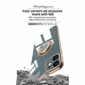 iPhone 7/8/SE2/SE3 用 スマホケース 新品 クリア ソフトケース リング スマホリング 耐衝撃 カバー 携帯ケース TPU ブラック7 8 SE2 SE3の画像4