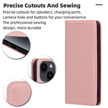 iPhone 15 用 スマホケース 新品 手帳型 レザー 耐衝撃 アイフォン カード収納 携帯ケース ピンク_画像3