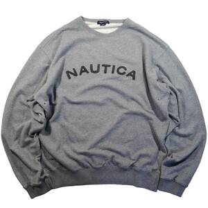 4156/NAUTICA スウェット L(大き目)size●洗濯プレス済● ロゴワッペン トレーナー オーバーサイズ ノーティカ ゆるだぼ 古着