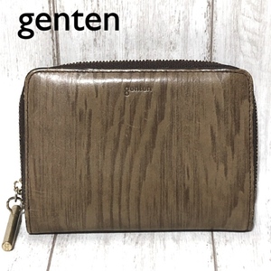 genten 二つ折り財布 WOODY/ゲンテン 木目調 レザーウォレット