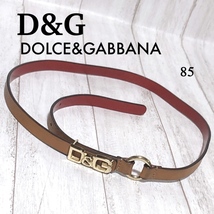 D&G ドルチェ＆ガッバーナ ベルト 85/DOLCE＆GABBANA レザー ロゴバックル レディース_画像1