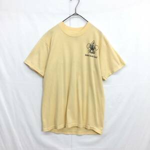 HZ9840★FRUIT OF THE LOOM : 90's Abraham Lincoln Council プリントTシャツ★M★イエロー系 ヴィンテージ エイブラハムリンカーン