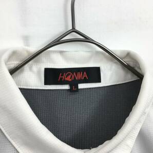 HZ9841★HONMA : TOUR WORLD ゴルフシャツ★L★白/グレー/イエロー 本間ゴルフ ポロシャツの画像3
