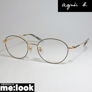 agnes b. アニエス・ベー　レディース 眼鏡 メガネ フレーム 50-0104-2　サイズ50 度付可 チャコール　ライトゴールド