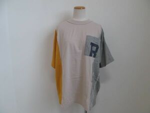 (54636)CUBE SUGAR　キューブシュガー　レディース　半袖　コットン　Tシャツ　カットソー　ベージュ系　M　タグ付き