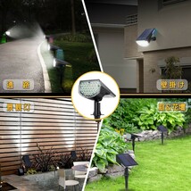 送料込 2台 ソーラーライト 埋め込み式 ガーデンライト LED 屋外 防水 IP65 室外 壁掛け 庭 自動点灯 太陽光 カラー変更可能 DCD-28led_画像7