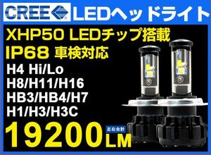 爆光 !LEDヘットライト/フォグランプ HB4 高輝度 CREE製XHP50チップ搭載 19200LM DC12V 車検対応 送料込 VA05