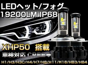 爆光 !LEDヘットライト/フォグランプ HB4 高輝度 CREE製XHP50チップ搭載 19200LM DC12V 車検対応 送料込VA05