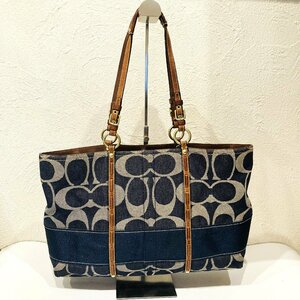 【77】1円～ 中古品 コーチ COACH シグネチャー 11180 レディース ブランド トートバッグ デニム×レザー 人気 ファッション