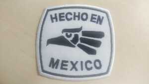 送料込 HECHO EN MEXICO 白ベース×黒 アイロンワッペン ワッペン メキシコ メヒコ ルチャリブレ 新日本プロレス エルデスペラード デスぺ