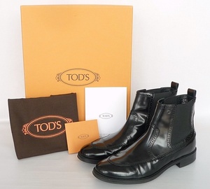 S5 TOD'S Tod's U chip side-gore Chelsea boots black 37.5 lady's leather general merchandise shop buy black 