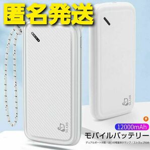 大容量 モバイルバッテリー ホワイト 12000mAh 白 急速充電