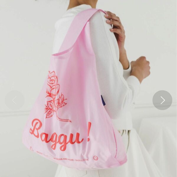 BAGGU STANDARD エコバッグ thank you rose ピンク　薔薇　バラ　フラワー　フローラル　ローズ