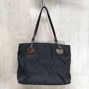 【GUCCI】GG柄　キャンバスレザー　トートバッグ　ブラック　エクリプス グッチ　キャンバストート