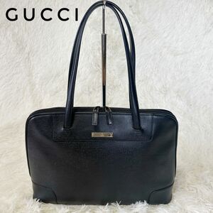 極美品！【GUCCI】オールレザートートバッグ　ロゴ金具　ゴールド金具　グッチ ショルダーバッグ 牛革 レディースバッグ 本革