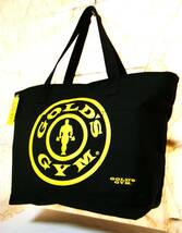 新品〇GOLD'S GYM 多目的大型バッグ 36×58×20 肩掛け可能 裏生地付き ビッグロゴ 黒色_画像1