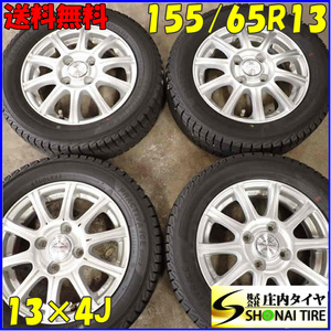 冬4本SET 会社宛送料無料 155/65R13×4J 73Q ヨコハマ PRACTIVA ICE BP02 アルミ ザッツ ゼスト ライフ モコ ワゴンR ムーブ ミラ NO,E5057