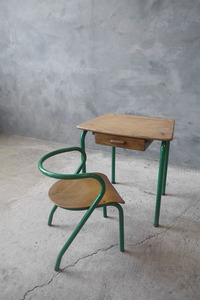 アンティーク　フランス　MULLCA　デスク＆チェアセット 　椅子　テーブル　店舗什器