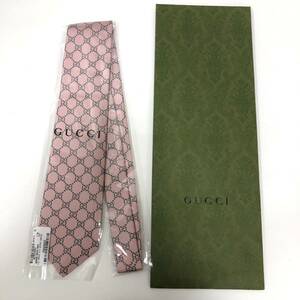 V unused GUCCI Gucci GG pattern silk necktie GG pattern silk ja card necktie 499695 pink series high class RC3938