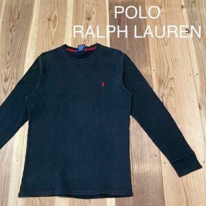 POLO RALPH LAUREN ポロラルフローレン 長袖 ロンT サーマル ポニー 刺繍ロゴ USA企画 ブラック サイズM 玉mc2069