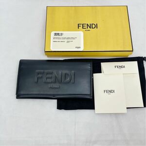  Fendi складывающийся пополам длинный кошелек мужской Logo FENDI черный не использовался товар 