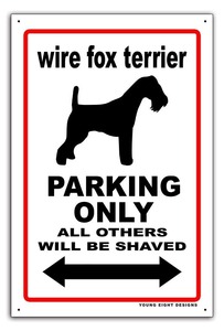 雑貨【Wire Fox Terrier/ワイアー・フォックス・テリア】ドッグパーキング/ガレージサイン/メタルプレート/ブリキ看板/Tin Sign-217