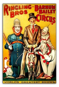 雑貨【サーカス ヴィンテージ広告】circus/ティンサイン/メタルプレート/ブリキ看板/レトロ/アンティーク風/51-Combined Circus
