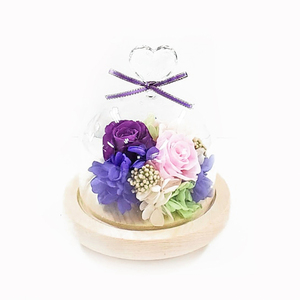 * pink / purple * Heart glass dome arrangement ... preserved flower glass dome Heart arrangement ... flower 