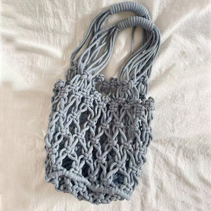 ☆ライトブルー☆編みバッグ バッグ 巾着付き レディース かわいい lbebag212 編みバッグ 編みかごバッグ カゴバッグ かご