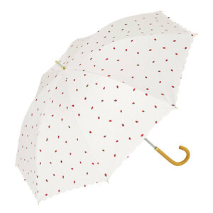 * strawberry eggshell white * LONG PARASOL shade ..50cm. rain combined use umbrella niftycolors parasol nif TIKKA la-z long umbrella . rain combined use umbrella UV cut 99.9%