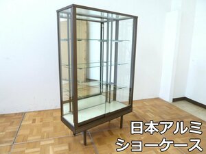  direct receipt limitation (pick up) Japan aluminium glass showcase 4 step W900×D355×H1500mm shelves board 3 sheets front door the back side mirror lighting shelves furniture exhibition display 