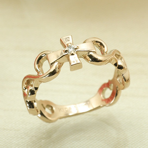  Cross 10 character . lady's pin key ring diamond 10 gold pink gold K10PG
