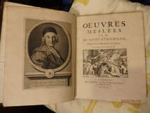 OEUVRES MESLEES 1705年ロンドン刊　総革装　３１cm×23，5cm　全２部4分冊 優良版 パリのクラブルイユ古書店で購入。_画像1