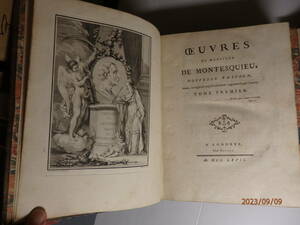 OEUVRES de MONSIEUR DE MONTESQUIRE モンテスキュー全集第1巻と第2巻　法の精神　1767年ロンドン刊　フランス語　29cm