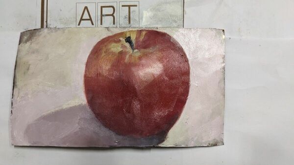 リンゴ　壁掛け　油彩画 