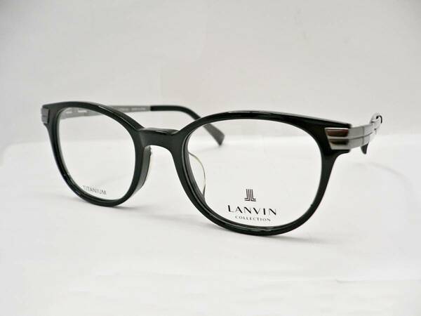 新品　送料無料 LANVIN ランバン　ウエリントンタイプ　50サイズ　ブラック　アセテート　チタンテンプル　MADE IN JAPAN 専用ケース付