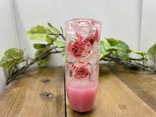 水中花シフトノブ　薔薇と紫陽花　ピンク