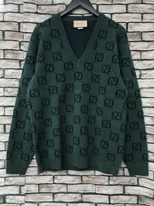 極美品☆GUCCI グッチ☆678942 XKB6P GG総柄Vネックニットセーター