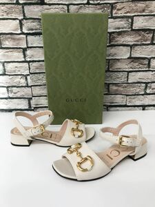 ☆GUCCI グッチ☆655413 ホースビット付きローヒールストラップレザーサンダル