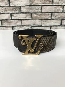 美品☆LOUIS VUITTON×NIGO ルイヴィトン×ニゴ☆MP254 Q サンチュール LVスクエアード40m MM リバーシブルロゴバックルダミエレザーベルト