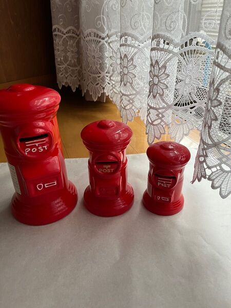 貯金箱 郵便ポスト形 陶器製3個セット