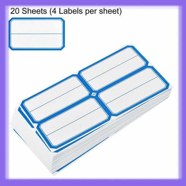 【激安】マークラベル 粘着シート コート紙 ステッカー 58x100mm 4×20枚 青ラベル