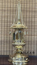 「松山仏具工房出品」舎利入れ 丸塔 真鍮製 全高約34cm_画像6