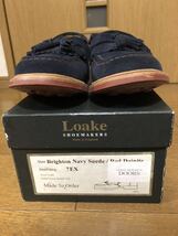 LOAKE タッセルローファー ネイビースエード サイズ7EX ローク Brighton Navy Suede / Red Dainite_画像6