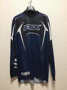 USA古着 モトクロスシャツ レーシングシャツ FOX 青 長袖Tシャツ /オフロード バイカー