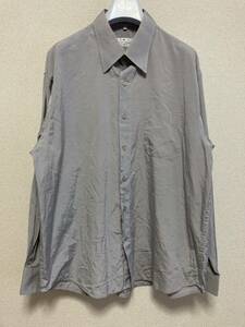 courreges homme クレージュ 長袖シャツ ドレスシャツ シルバー 光沢グレー 17 1/2 44 EURO古着　/隠しボタンダウン