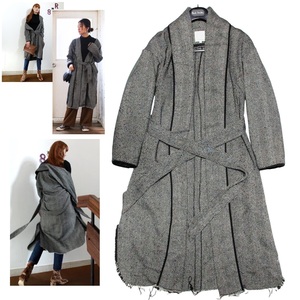 定価24,200円 トゥデイフル TODAYFUL Herringbone Gown Coat 切りっ放しデザイン ヘリンボーン ガウンコート