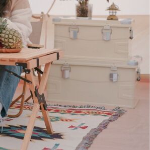 ★HOMFUL★スタッキング アルミ コンテナボックス★クリーム★75L★アウトドア収納ボックス★アルミコンテナ★キャンプ収納箱