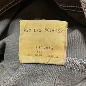 Levi's 501 リーバイス USA製 98年製 546 ブラックデニムパンツ ジーンズ 後染め 32×32の画像8