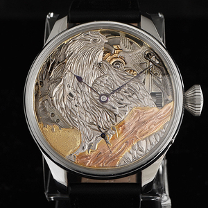 下取＆値引き交渉あり 1906年 ハミルトン懐中時計のムーブメント使用 カスタム時計 「アメリカンイーグル」フルエングレービング